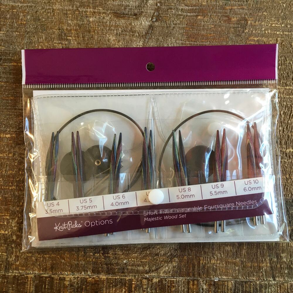 Knit Picks Majestic Wood Short Interchangeable Knitting Needle Set US 4-10 NEW